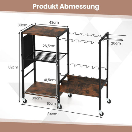 Fishing rod holder with lockable universal wheels, tackle trolley, fishing equipment organiser