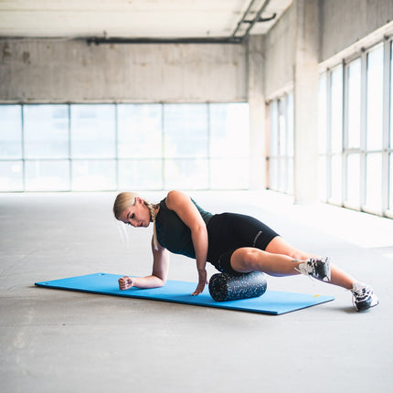 Fitness Mat, Blue-Black, Non-Slip, 6mm Thick