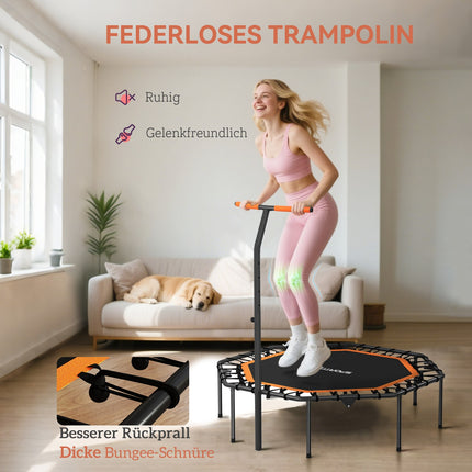 Fitness Trampoline, Adjustable Handle, Indoor, Steel, Orange