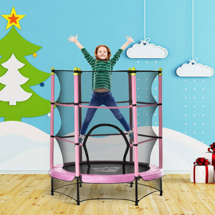 Training trampoline for children with safety net, pink, 45 kg limit