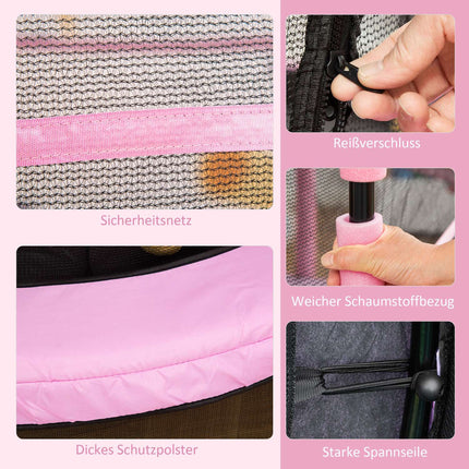 Training trampoline for children with safety net, pink, 45 kg limit