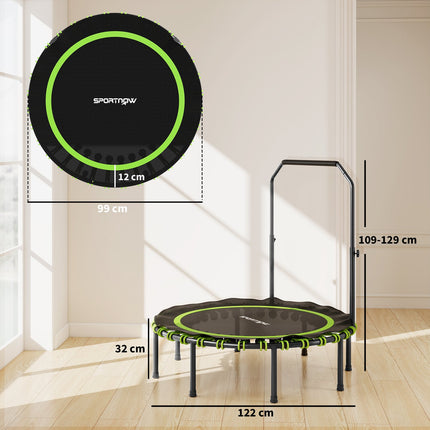 Fitness Trampoline with Adjustable Handle, Indoor/Outdoor, Green