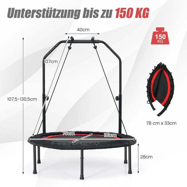 Fitness Trampoline with Adjustable Handle & Resistance Bands