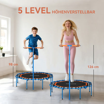 Fitness Trampoline with Adjustable Handle, Steel, Indoor Use