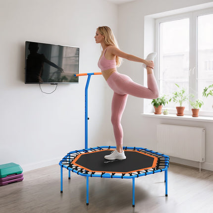 Fitness Trampoline with Adjustable Handle, Steel, Indoor Use