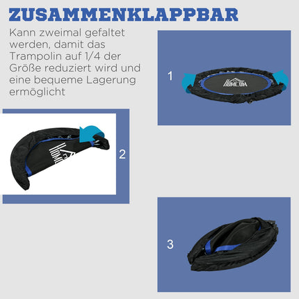 Foldable fitness trampoline, 100 kg, adjustable handle, LCD