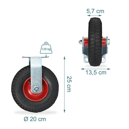 Fixed Pneumatic Wheel Load Castor with Steel Plate