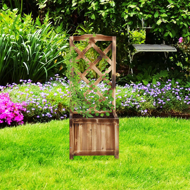 Flamed Planter Box with Trellis