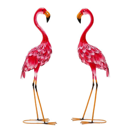 Flamingo Garden Statues Set, Metal, 2 Pieces, 89 cm