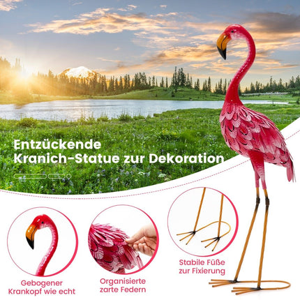 Flamingo Garden Statues Set, Metal, 2 Pieces, 89 cm