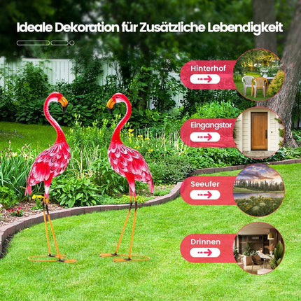 Flamingo Garden Statues Set, Metal, 2 Pieces, 89 cm