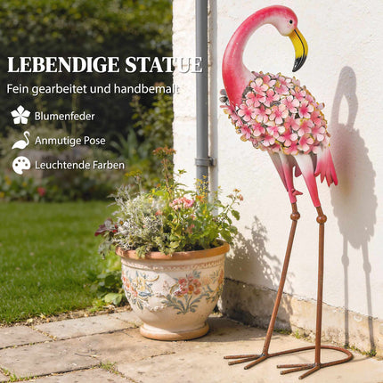 Flamingo Garden Statues Set of 2, Metal Birds with Anchors