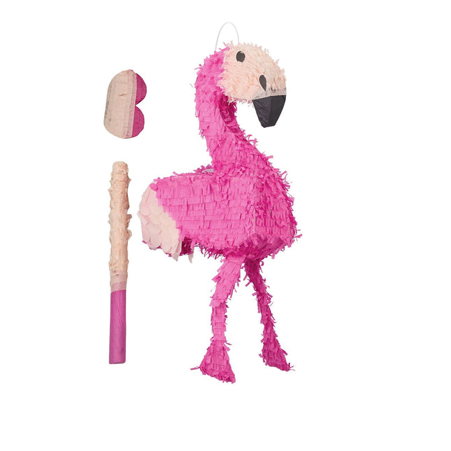 Flamingo Piñata Set with Stick and Mask