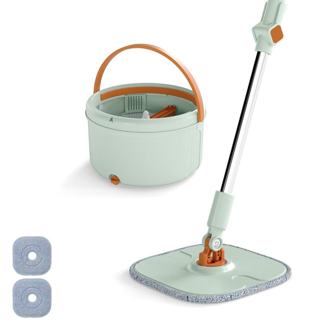 Vloermop met emmer, 4 liter, 360° draaiing, groen
