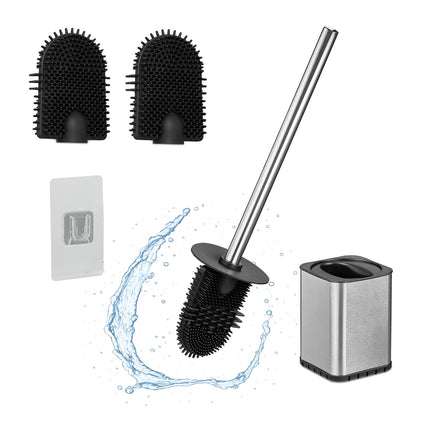 Flat Toilet Brush with Wall-Mount Holder