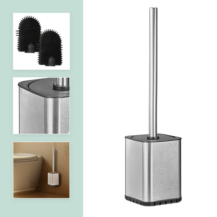 Flat Toilet Brush with Wall-Mount Holder