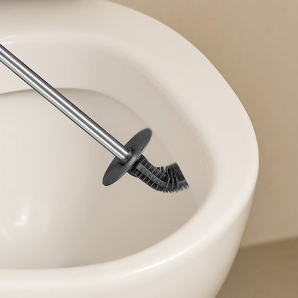 Flat Toilet Brush with Wall-Mount Holder