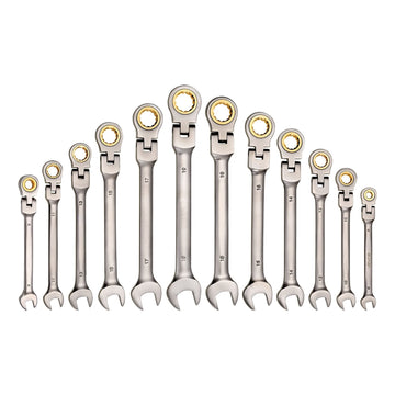 Flex-Head Ratcheting Wrench Set, 12-Piece Metric 8-19mm