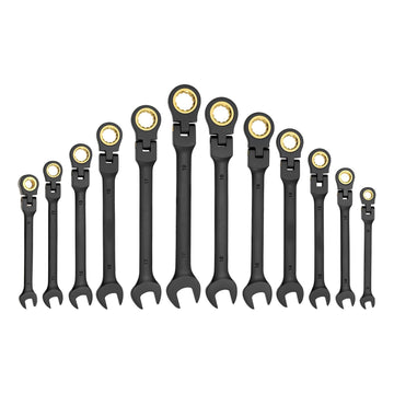 Flex-Head Ratcheting Wrench Set, 24-Piece SAE Metric, 72-Tooth