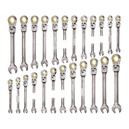 Flex-Head Ratcheting Wrench Set, 24-Piece SAE Metric, 72-Tooth