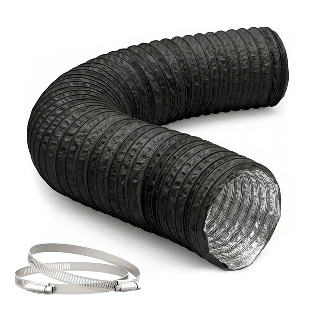 Flexible Black Vent Hose, 5m - 100mm, PVC & Aluminium