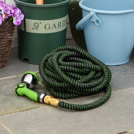 Flexible garden hose 22.5M with 10-function spray nozzle