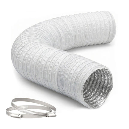 Flexible White Vent Hose, 5m x 100mm, PVC & Aluminium