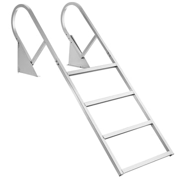 Flip-Up Dock Ladder, 4-Step Aluminum, Non-Slip, 350 lb