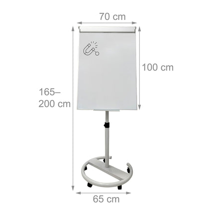 Flipchart Whiteboard, 100x70 cm, Mobile with Side Arms
