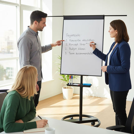 Flipchart Whiteboard, Magnetic, 100x70 cm, Mobile Stand