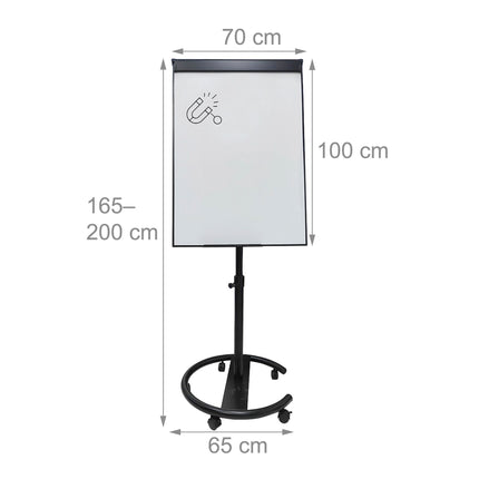 Flipchart Whiteboard, Magnetic, 100x70 cm, Mobile Stand
