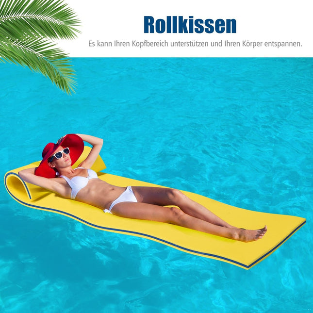 Floating Foam Water Mat, XPE Foam, 220x90x4 cm, Yellow/Blue