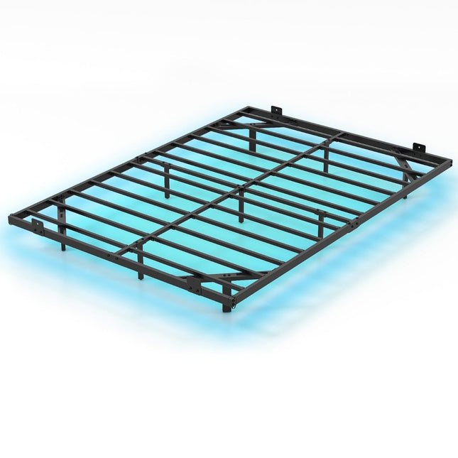 Floating Metal Bed Frame with LED Lights, Black, 140x200 cm
