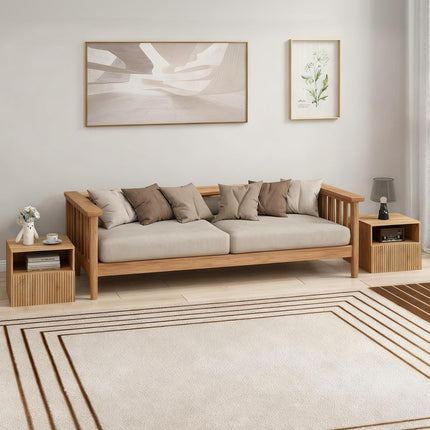 Floating Nightstand, Handleless, Open Shelf, Drawer, Light Brown