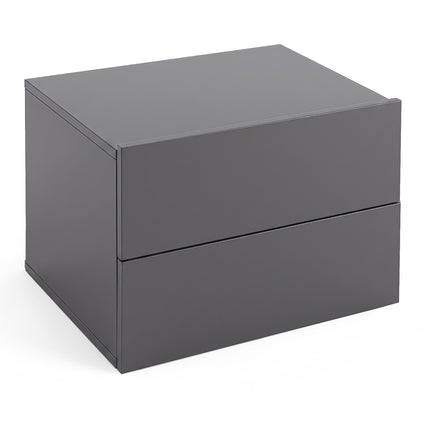 Floating Nightstand with Drawers – Grey, Wall-Mounted
