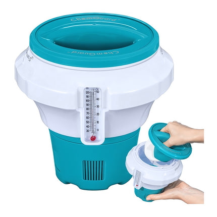 Floating Pool Chlorine Dispenser with Protective Glove, Fits 7.6 cm Tablets