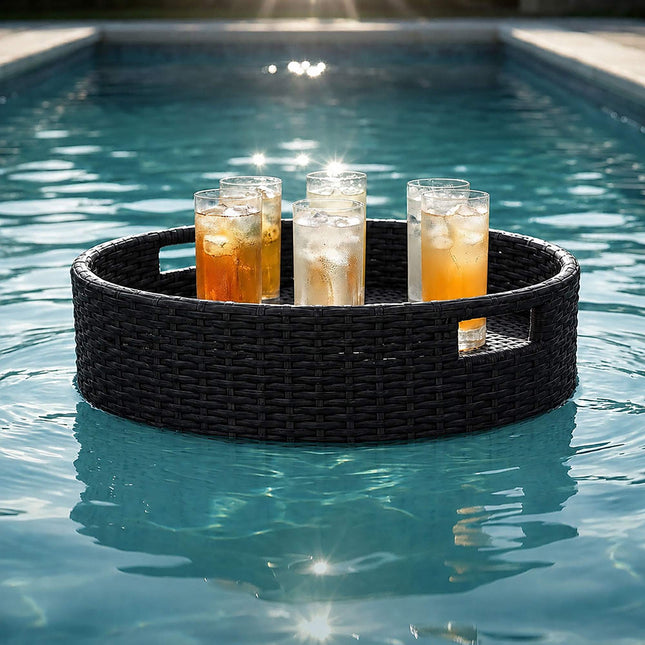 Floating Pool Tray – Black, 60 cm, Weatherproof Rattan