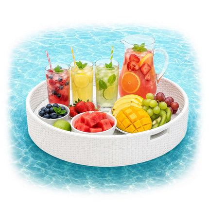 Floating Pool Tray – White, 60 cm, PE Rattan