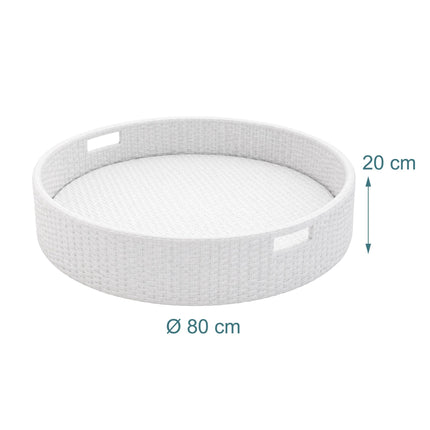 Floating Pool Tray, White, 80 cm, PE Rattan