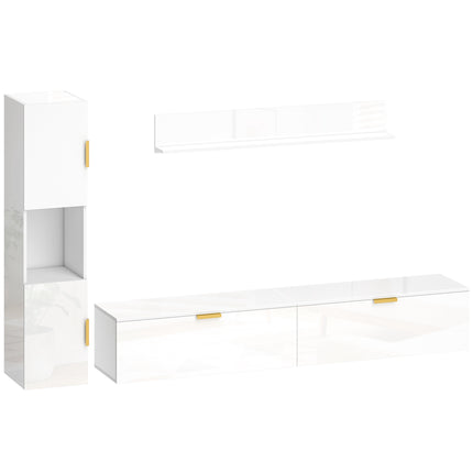 Floating TV Stand with Flip Doors, 180 cm Gloss White