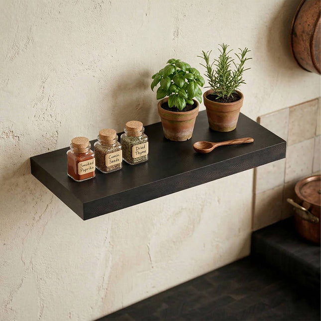 Floating Wall Shelf With Metal Bracket, Wall-Mounted