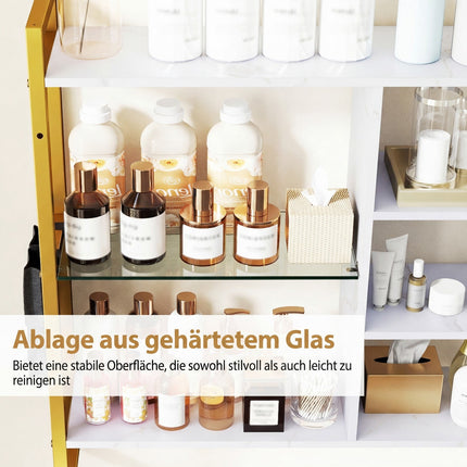 Floating Wall Shelf with 6 Tiers, 8 S-Hooks, Side Pocket