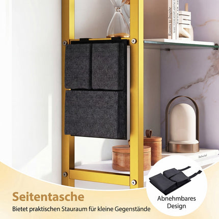 Floating Wall Shelf with 6 Tiers, 8 S-Hooks, Side Pocket