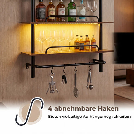 Floating Wall Shelf with RGB LED, 3-Tier, 80.5 x 24 x 97 cm