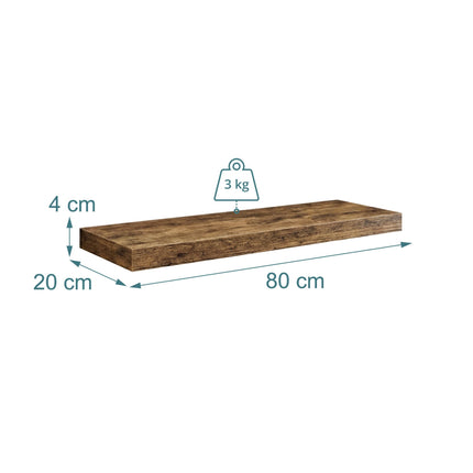 Floating Wall Shelves Set of 2, Wood-Effect Finish