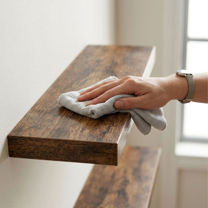 Floating Wall Shelves Set of 2, Wood-Effect Finish