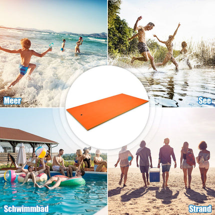 Floating Water Mat 3-Layer Tear-Resistant XPE Foam Mat 355 x 183 x 3.5 cm Orange
