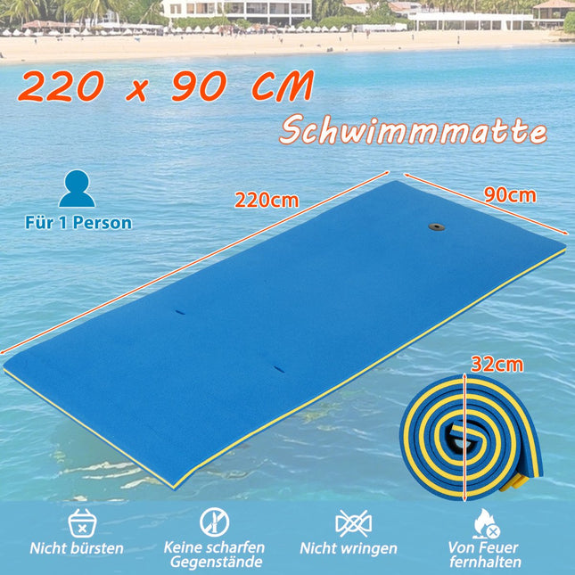 Floating Water Mattress, 220x90 cm, Durable XPE Foam