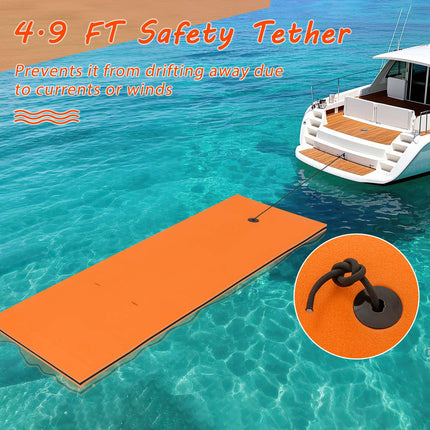 Floating Water Pad, 3-Layer XPE Foam, 83 x 26 in, Orange