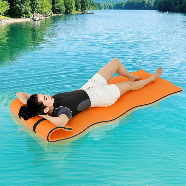 Floating Water Pad, 3-Layer XPE Foam, 83 x 26 in, Orange